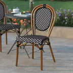 Emma & Oliver Sedia Colmar Stile Bistrò Thonet Impilabile da Interno/Esterno con Sedile in Rattan PE e Struttura in Metallo