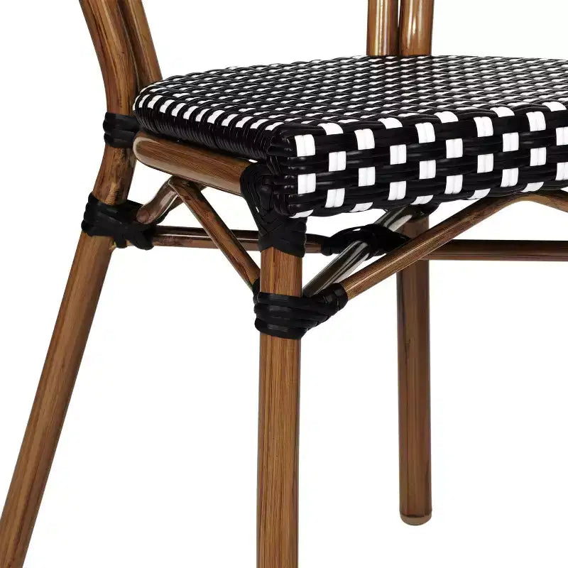 Emma & Oliver Sedia Colmar Stile Bistrò Thonet Impilabile da Interno/Esterno con Sedile in Rattan PE e Struttura in Metallo