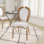 Emma & Oliver Sedia Colmar Stile Bistrò Thonet Impilabile da Interno/Esterno con Sedile in Rattan PE e Struttura in Metallo
