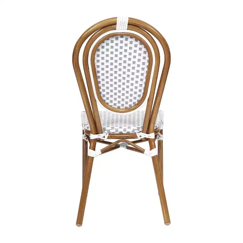 Emma & Oliver Sedia Colmar Stile Bistrò Thonet Impilabile da Interno/Esterno con Sedile in Rattan PE e Struttura in Metallo