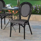 Emma & Oliver Sedia Colmar Stile Bistrò Thonet Impilabile da Interno/Esterno con Sedile in Rattan PE e Struttura in Metallo