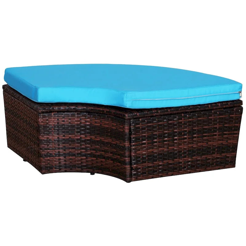 Outsunny Set 4 Pezzi con Cuscini per Esterno, Divano Rotondo in Rattan O Lettino a Semicerchio con Baldacchino