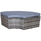 Outsunny Set 4 Pezzi con Cuscini per Esterno, Divano Rotondo in Rattan O Lettino a Semicerchio con Baldacchino