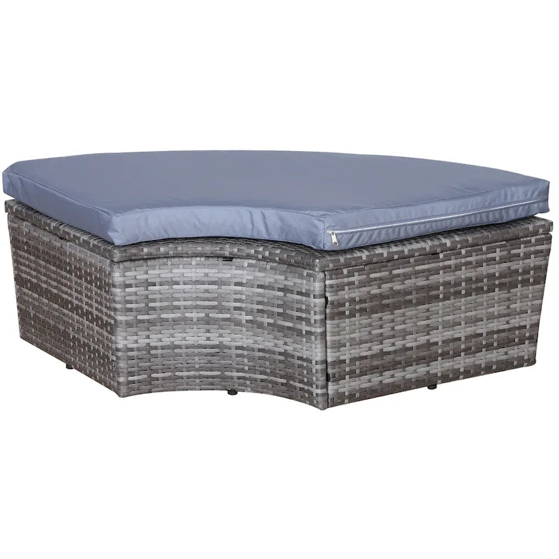Outsunny Set 4 Pezzi con Cuscini per Esterno, Divano Rotondo in Rattan O Lettino a Semicerchio con Baldacchino