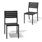 Crestlive Products Lot de 2 chaises de salle à manger d'extérieur sans accoudoirs empilables en aluminium et grain de bois