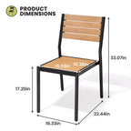 Crestlive Products Lot de 2 chaises de salle à manger d'extérieur sans accoudoirs empilables en aluminium et grain de bois