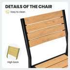 Crestlive Products Lot de 2 chaises de salle à manger d'extérieur sans accoudoirs empilables en aluminium et grain de bois