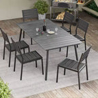 Crestlive Products Lot de 2 chaises de salle à manger d'extérieur sans accoudoirs empilables en aluminium et grain de bois