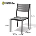 Crestlive Products Lot de 2 chaises de salle à manger d'extérieur sans accoudoirs empilables en aluminium et grain de bois