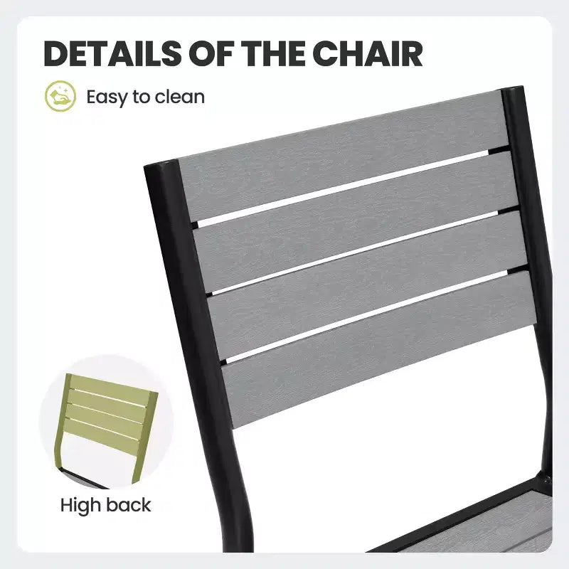 Crestlive Products Lot de 2 chaises de salle à manger d'extérieur sans accoudoirs empilables en aluminium et grain de bois