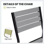 Crestlive Products Lot de 2 chaises de salle à manger d'extérieur sans accoudoirs empilables en aluminium et grain de bois