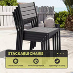 Crestlive Products Lot de 2 chaises de salle à manger d'extérieur sans accoudoirs empilables en aluminium et grain de bois