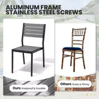 Crestlive Products Lot de 2 chaises de salle à manger d'extérieur sans accoudoirs empilables en aluminium et grain de bois