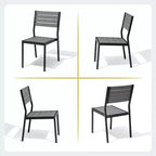 Crestlive Products Lot de 2 chaises de salle à manger d'extérieur sans accoudoirs empilables en aluminium et grain de bois