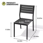 Crestlive Products Lot de 2 chaises de salle à manger d'extérieur sans accoudoirs empilables en aluminium et grain de bois