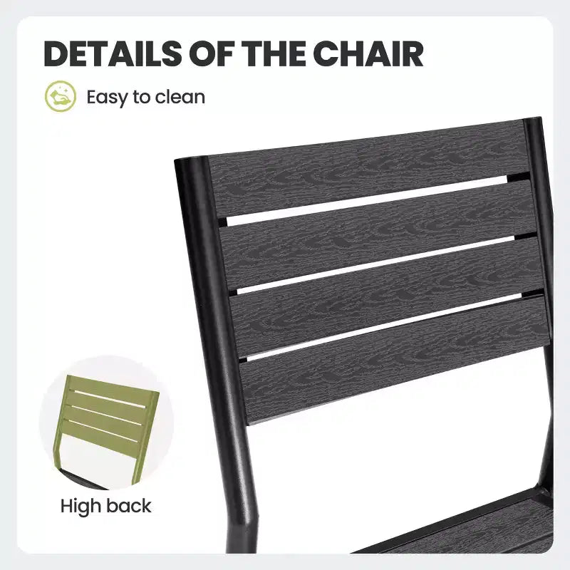 Crestlive Products Lot de 2 chaises de salle à manger d'extérieur sans accoudoirs empilables en aluminium et grain de bois