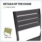 Crestlive Products Lot de 2 chaises de salle à manger d'extérieur sans accoudoirs empilables en aluminium et grain de bois
