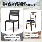 Crestlive Products Lot de 2 chaises de salle à manger d'extérieur sans accoudoirs empilables en aluminium et grain de bois