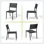 Crestlive Products Lot de 2 chaises de salle à manger d'extérieur sans accoudoirs empilables en aluminium et grain de bois