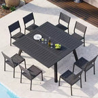 Crestlive Products Lot de 2 chaises de salle à manger d'extérieur sans accoudoirs empilables en aluminium et grain de bois