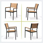 Crestlive Products Set di 2 sedie da pranzo impilabili per esterni con braccioli, telaio in alluminio e finitura effetto legno
