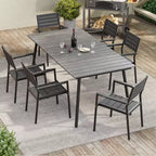 Crestlive Products Set di 2 sedie da pranzo impilabili per esterni con braccioli, telaio in alluminio e finitura effetto legno