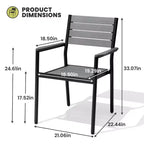 Crestlive Products Set di 2 sedie da pranzo impilabili per esterni con braccioli, telaio in alluminio e finitura effetto legno