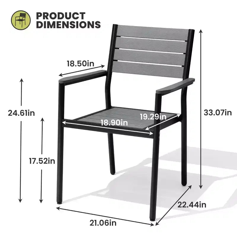 Crestlive Products Set di 2 sedie da pranzo impilabili per esterni con braccioli, telaio in alluminio e finitura effetto legno
