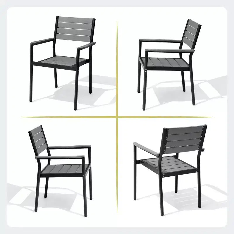 Crestlive Products Set di 2 sedie da pranzo impilabili per esterni con braccioli, telaio in alluminio e finitura effetto legno