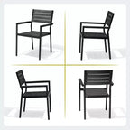 Crestlive Products Set di 2 sedie da pranzo impilabili per esterni con braccioli, telaio in alluminio e finitura effetto legno