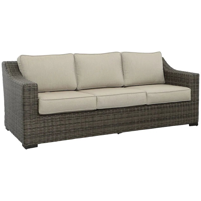 Jarrow Rattan Wicker Sofa, Brown/ Gray