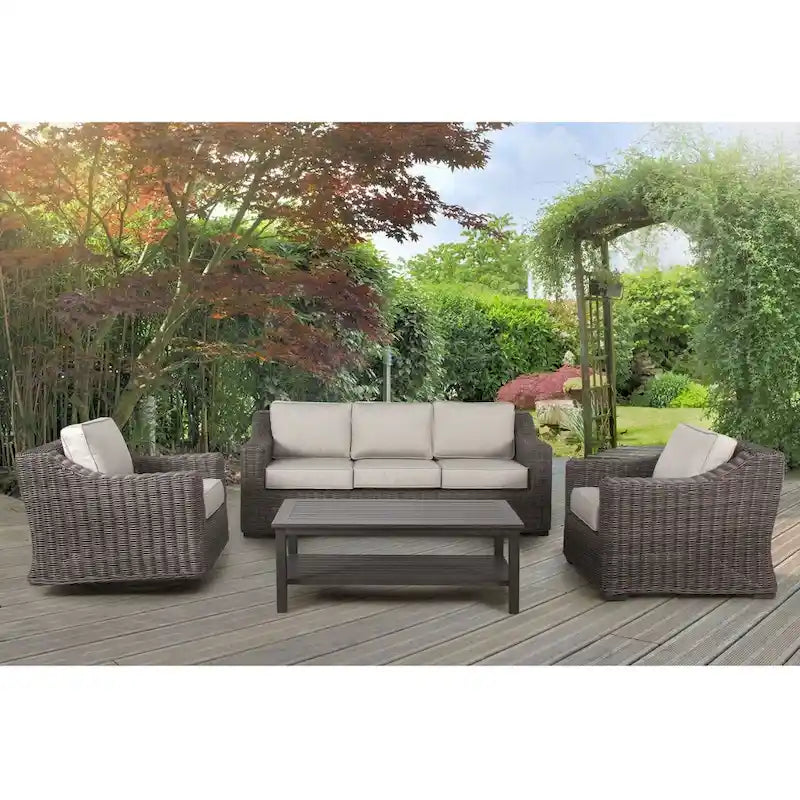 Divano in Rattan Jarrow, Marrone/Grigio