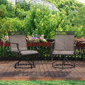 Costway Patio Swivel Dining Chairs Set of 2 with Quick-Drying Fabric and Metal Frame Brown/Gray