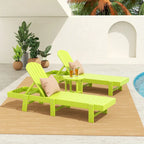 Polytrends Altura Armless Poly Eco-Friendly All Weather Reclining Chaise Lounge with Side Table Set (3-Piece Set)