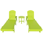Polytrends Altura Chaise longue inclinable sans accoudoirs en polyéthylène écologique toutes saisons avec table d'appoint (ensemble de 3 pièces)