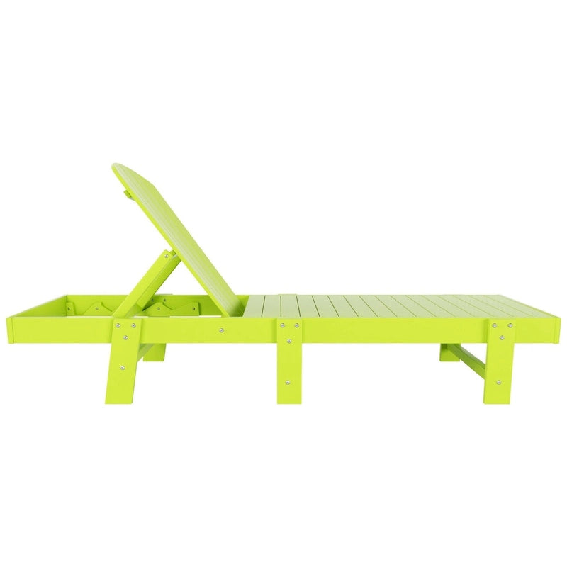 Polytrends Altura Chaise longue inclinable sans accoudoirs en polyéthylène écologique toutes saisons avec table d'appoint (ensemble de 3 pièces)