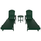 Polytrends Altura Chaise longue inclinable sans accoudoirs en polyéthylène écologique toutes saisons avec table d'appoint (ensemble de 3 pièces)