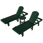 Polytrends Altura Chaise longue inclinable sans accoudoirs en polyéthylène écologique toutes saisons avec table d'appoint (ensemble de 3 pièces)