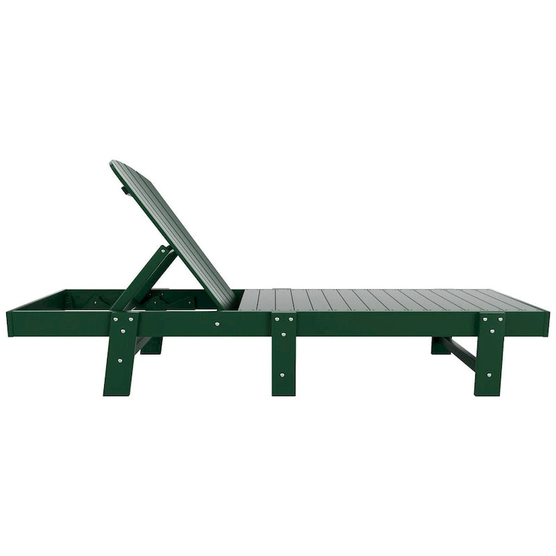 Polytrends Altura Chaise longue inclinable sans accoudoirs en polyéthylène écologique toutes saisons avec table d'appoint (ensemble de 3 pièces)