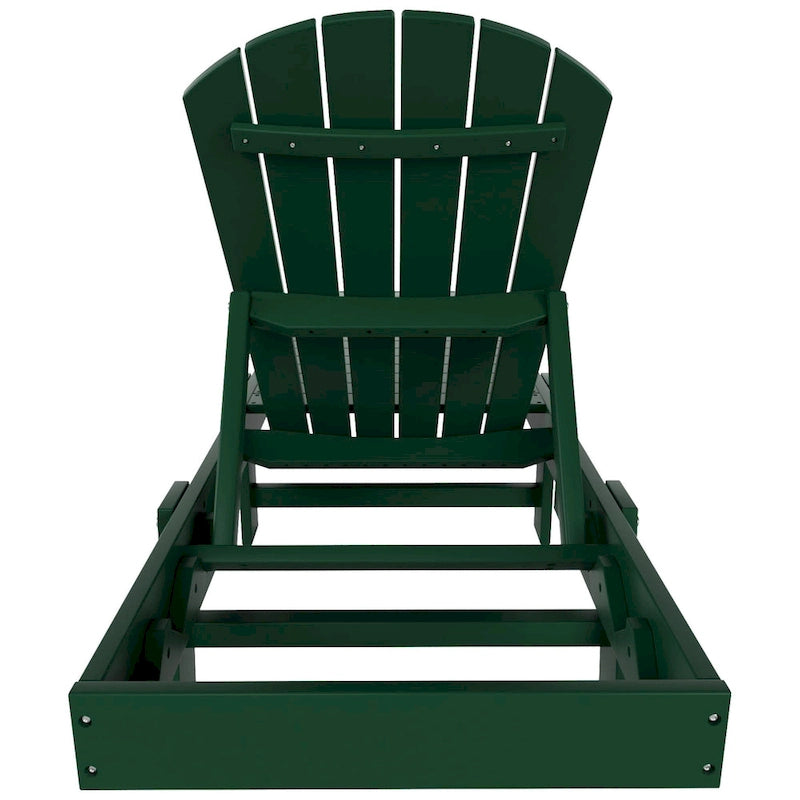 Polytrends Altura Chaise longue inclinable sans accoudoirs en polyéthylène écologique toutes saisons avec table d'appoint (ensemble de 3 pièces)