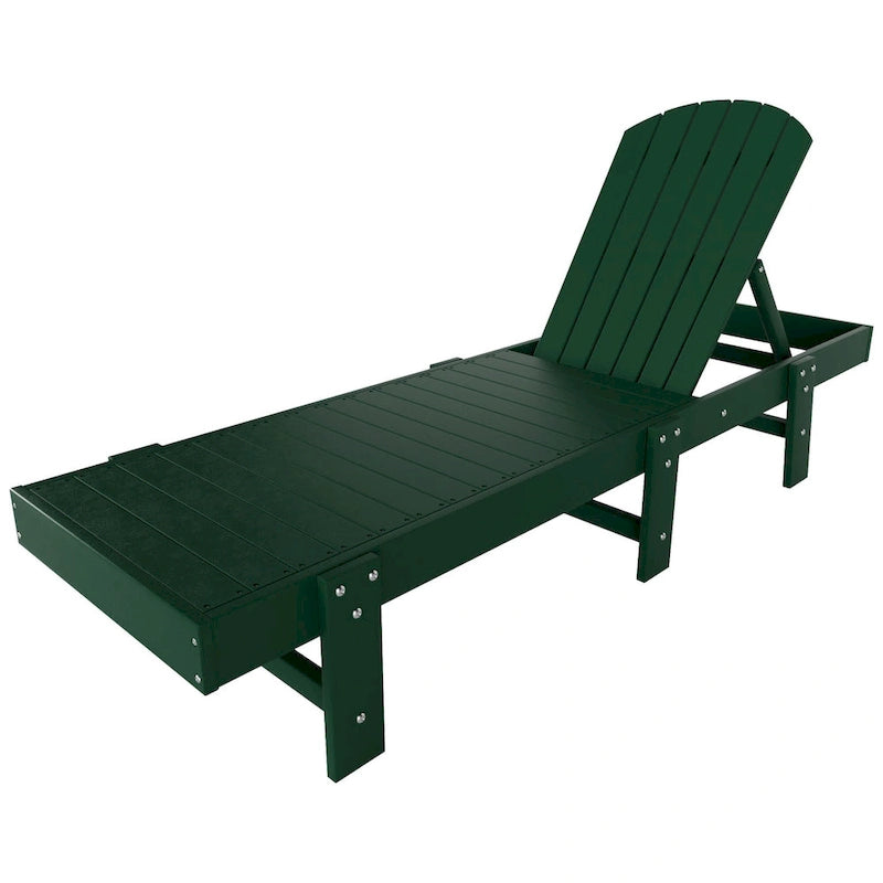 Polytrends Altura Chaise longue inclinable sans accoudoirs en polyéthylène écologique toutes saisons avec table d'appoint (ensemble de 3 pièces)
