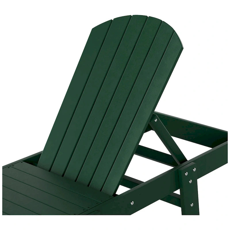 Polytrends Altura Chaise longue inclinable sans accoudoirs en polyéthylène écologique toutes saisons avec table d'appoint (ensemble de 3 pièces)