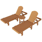 Polytrends Altura Chaise longue inclinable sans accoudoirs en polyéthylène écologique toutes saisons avec table d'appoint (ensemble de 3 pièces)