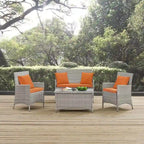 Modway Bridge, Set da esterno da 4 pezzi in rattan con cuscini