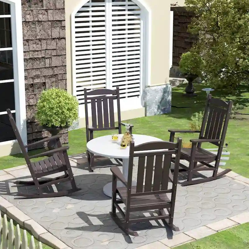Polytrends Laguna Hdpe Sedia a Dondolo da Esterno per Patio, per Tutte le Condizioni Atmosferiche (Set da 4)
