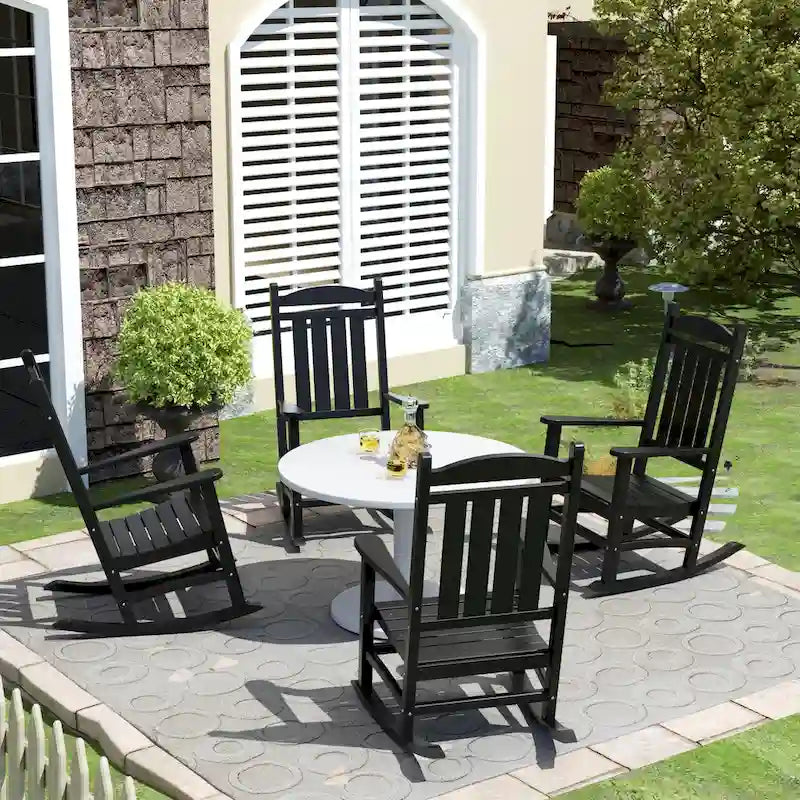 Polytrends Laguna Hdpe Sedia a Dondolo da Esterno per Patio, per Tutte le Condizioni Atmosferiche (Set da 4)