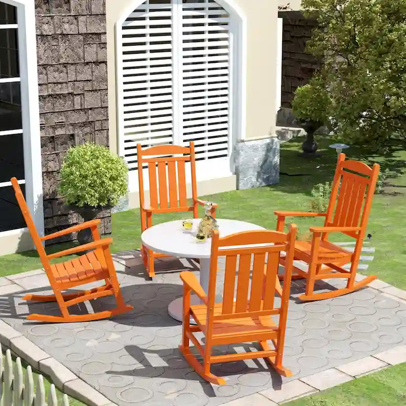 Polytrends Laguna Hdpe Sedia a Dondolo da Esterno per Patio, per Tutte le Condizioni Atmosferiche (Set da 4)