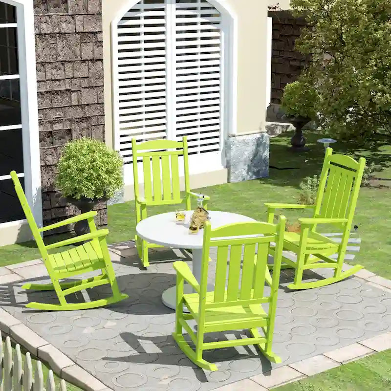 Polytrends Laguna Hdpe Sedia a Dondolo da Esterno per Patio, per Tutte le Condizioni Atmosferiche (Set da 4)