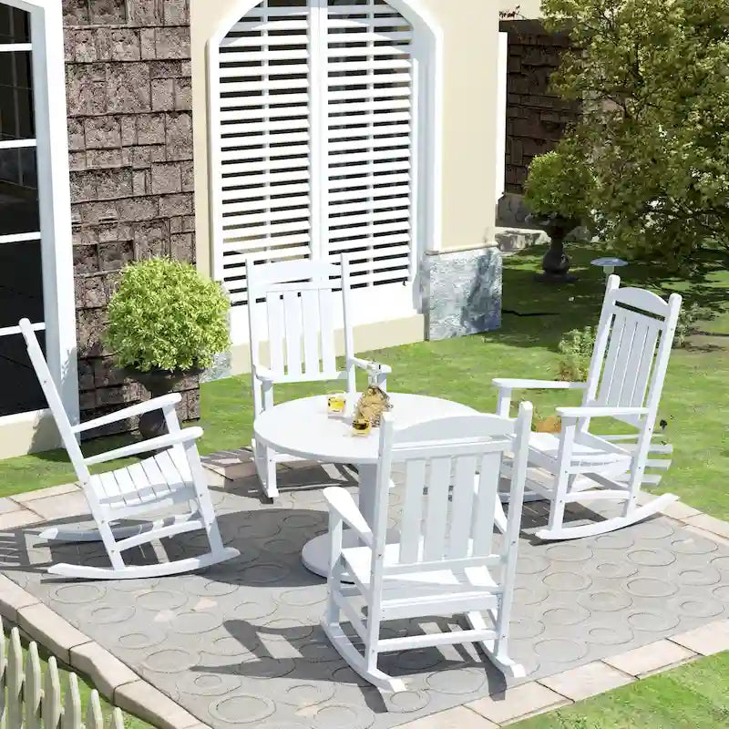 Polytrends Laguna Hdpe Sedia a Dondolo da Esterno per Patio, per Tutte le Condizioni Atmosferiche (Set da 4)