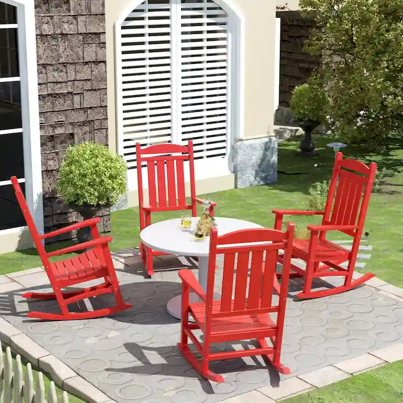Polytrends Laguna Hdpe Sedia a Dondolo da Esterno per Patio, per Tutte le Condizioni Atmosferiche (Set da 4)